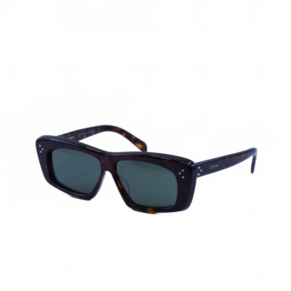 NEW CELINE unisex - cl40259i 52n rectangle sunglasses in dark havana/green - Picture 1 of 5